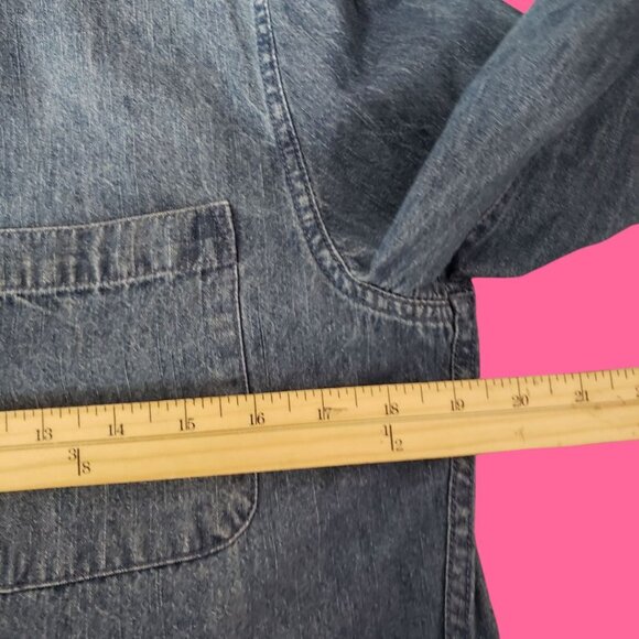 Godfellow & Co Mens Long-Sleeve Denim Button-Up Shirt Chest Pocket Blue Small - Picture 5 of 8